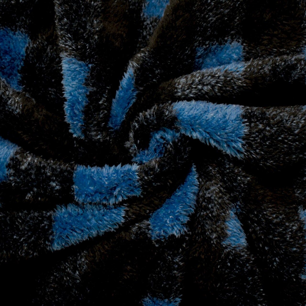 Blue-Black Polyester Check Plaid Double Sided Fleece Knit Fabric By the Yard